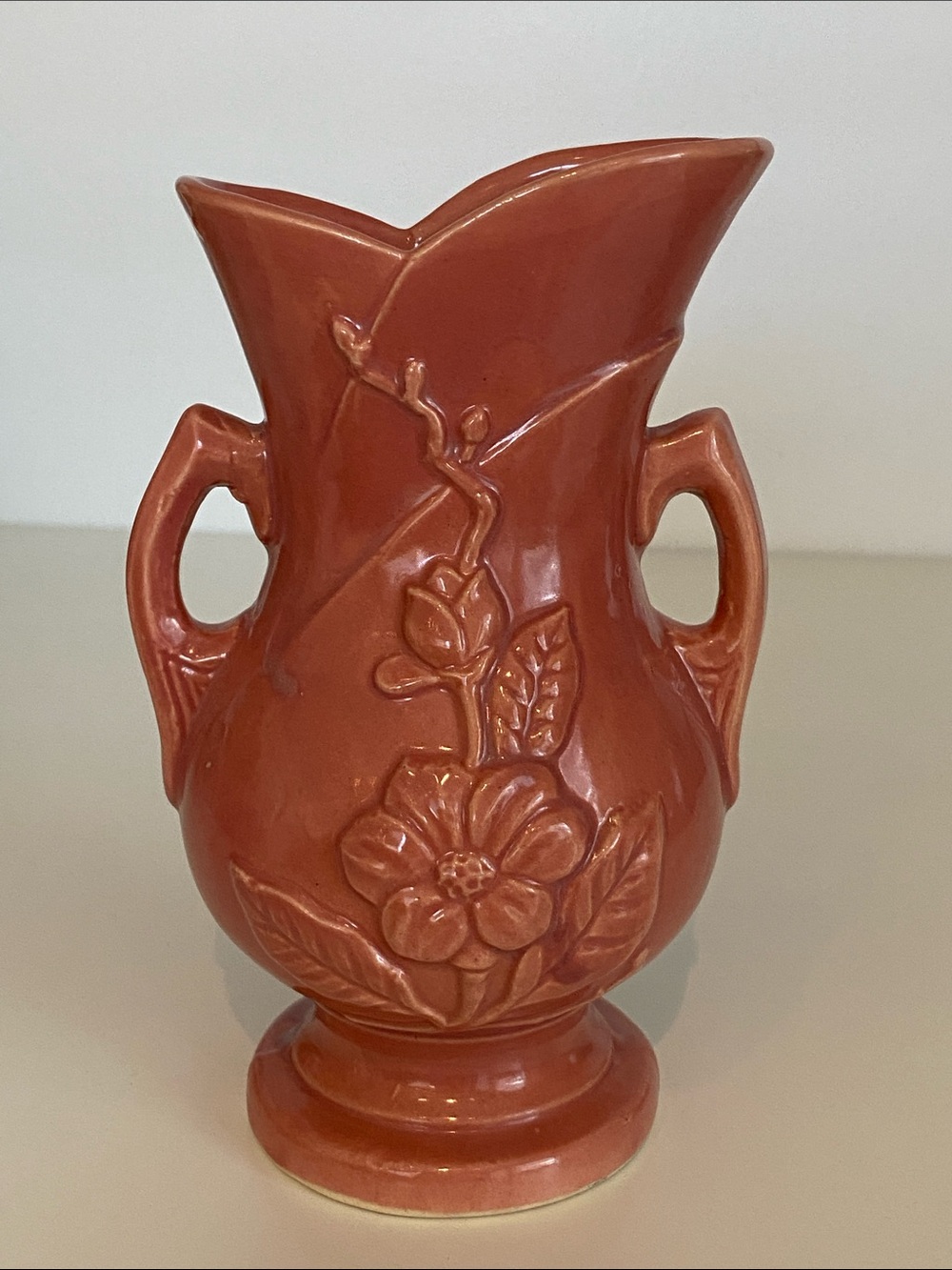 Vintage Hull Dusty Pink Floral Ceramic Pottery Vase